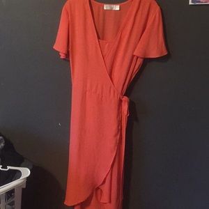 Coral wrap dress